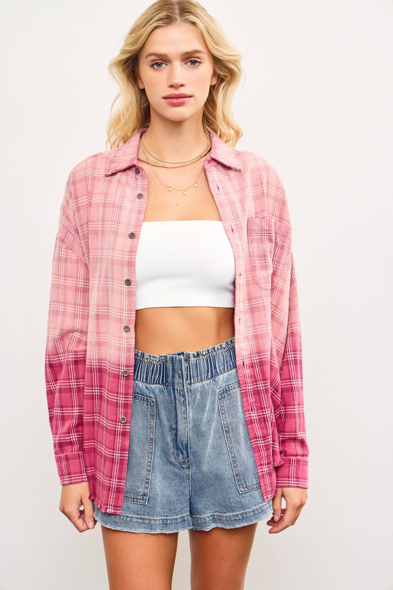 DIP-DYED BUTTON UP SHIRT