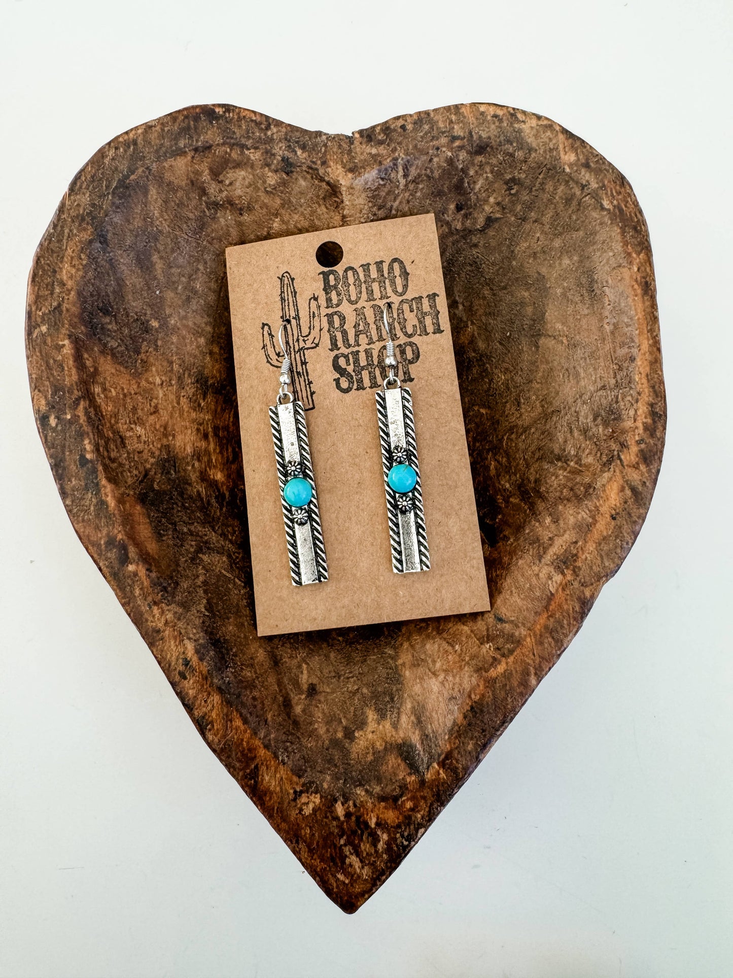 Metal Bar With Colored Stone Earrings