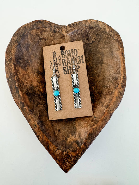 Metal Bar With Colored Stone Earrings - Southern Sassy Boutique