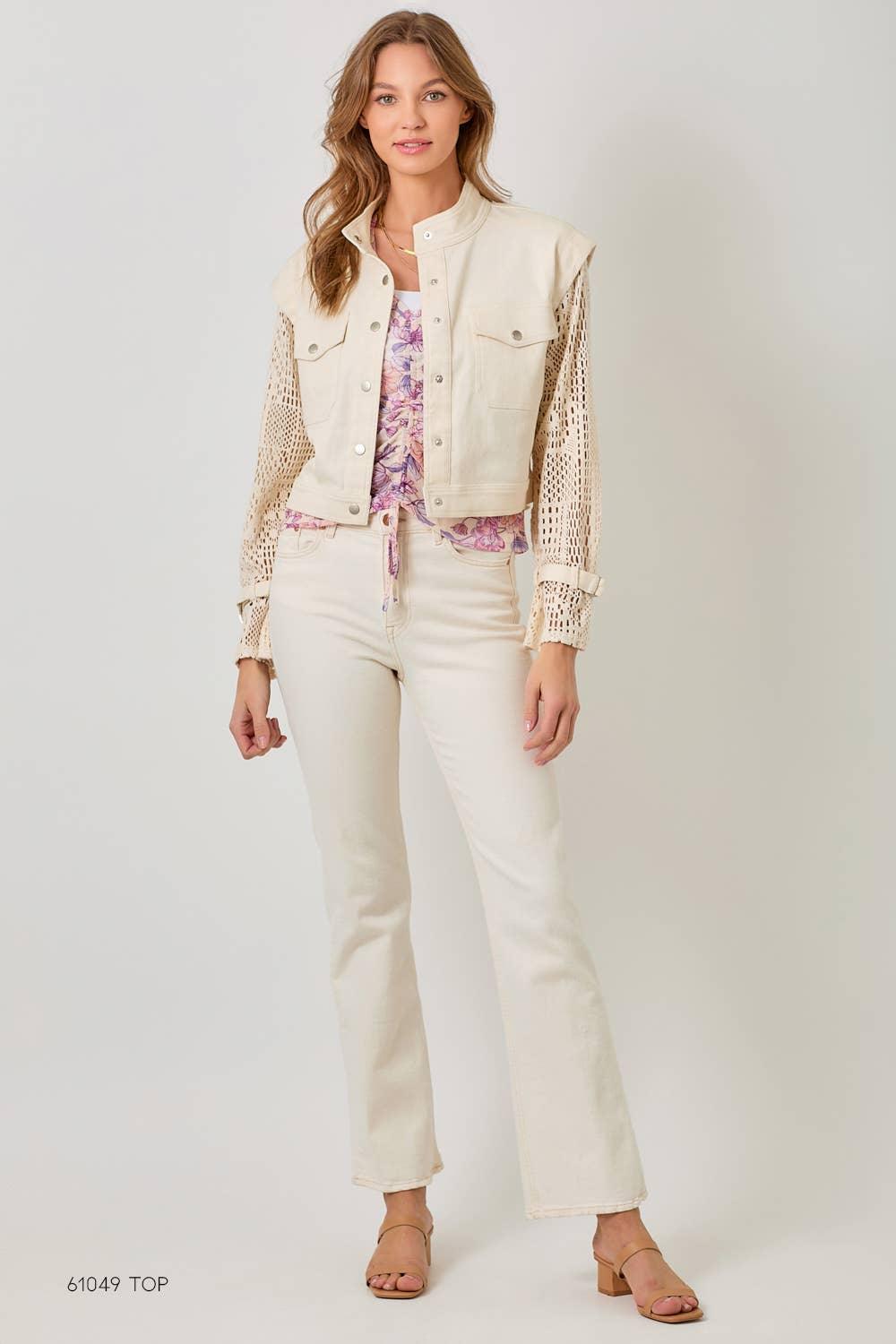 Crochet Sleeve Utility Jacket - Southern Sassy Boutique
