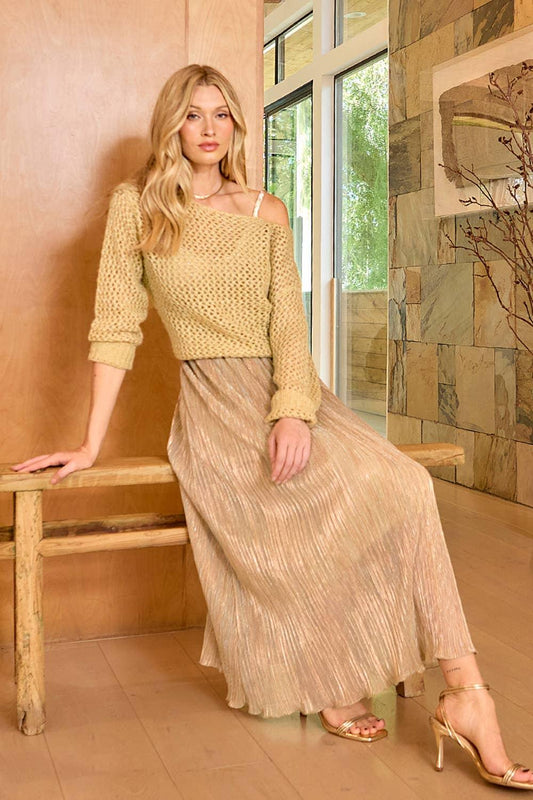 Metallic Net Pullover Sweater - Southern Sassy Boutique