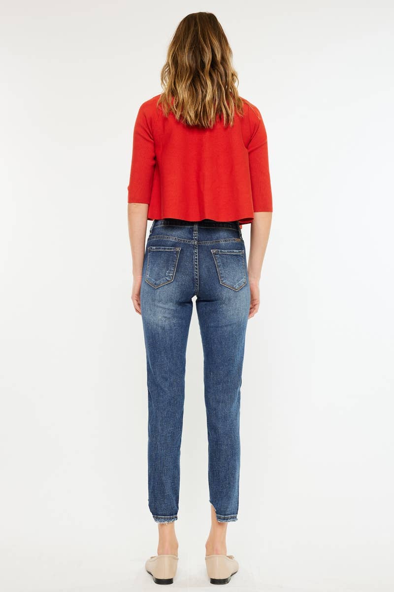 HIGH RISE ANKLE SKINNY WITH FLORAL EMBROIDERY - Southern Sassy Boutique