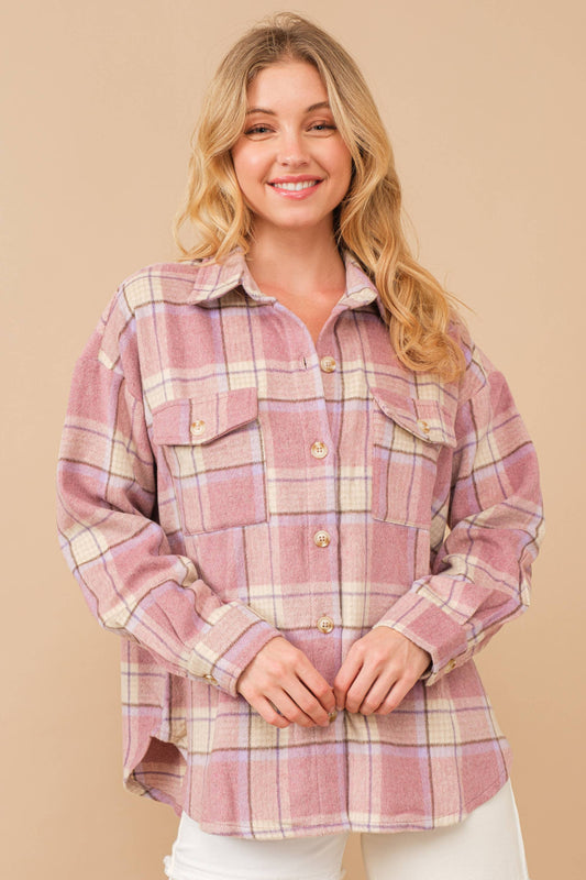 Plaid Button Up Chest Jacket