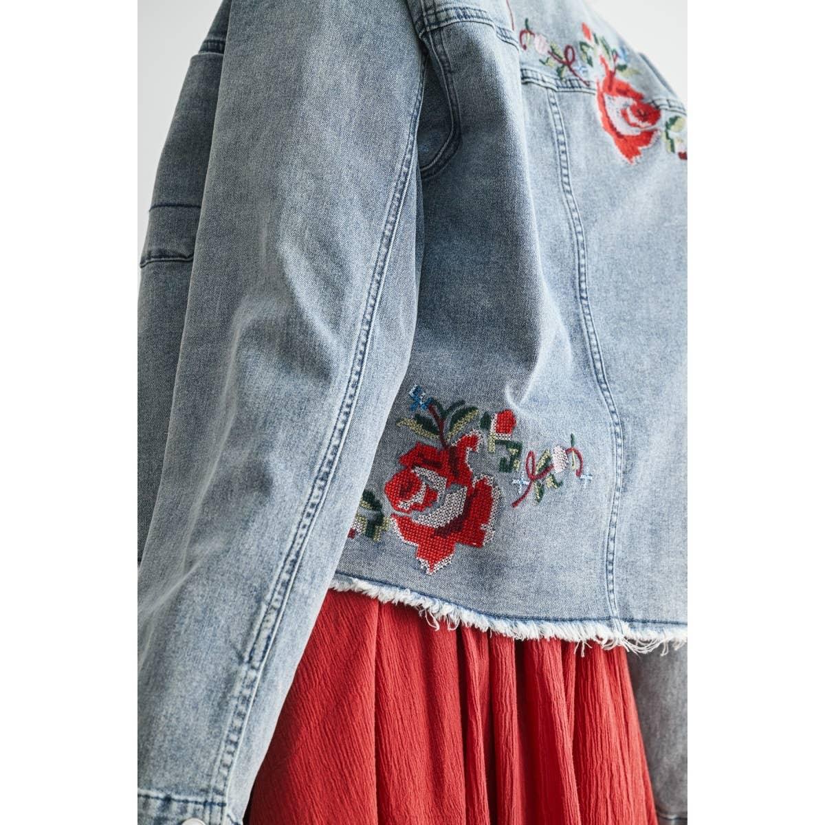 STYLISH EMBROIDERED DENIM JACKET - Southern Sassy Boutique