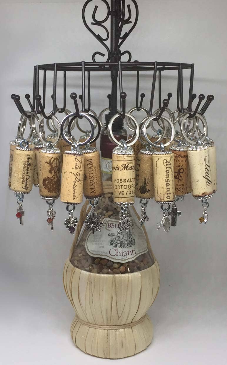 Charm Rhinestone & Cork Design Keychain