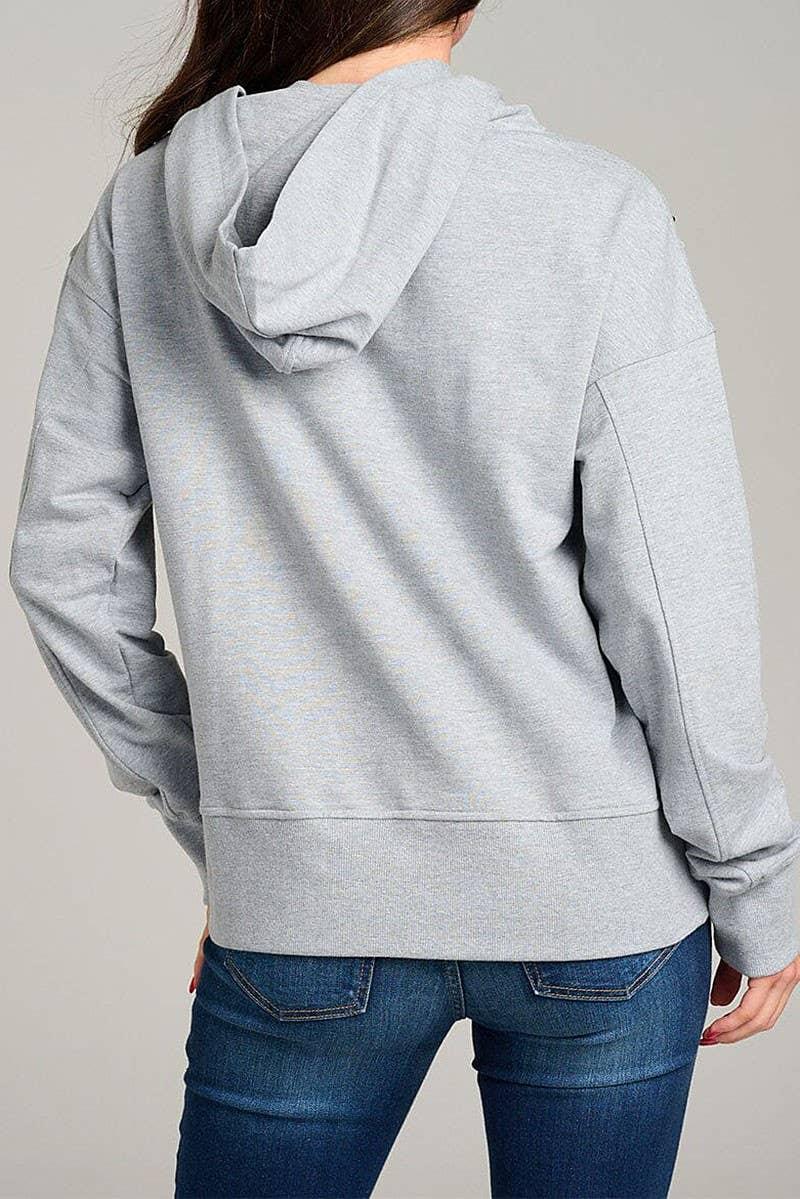 Long Sleeve Pearl Detail Hoodie - Southern Sassy Boutique