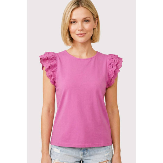 Eyelet Laced Cap Sleeve Top