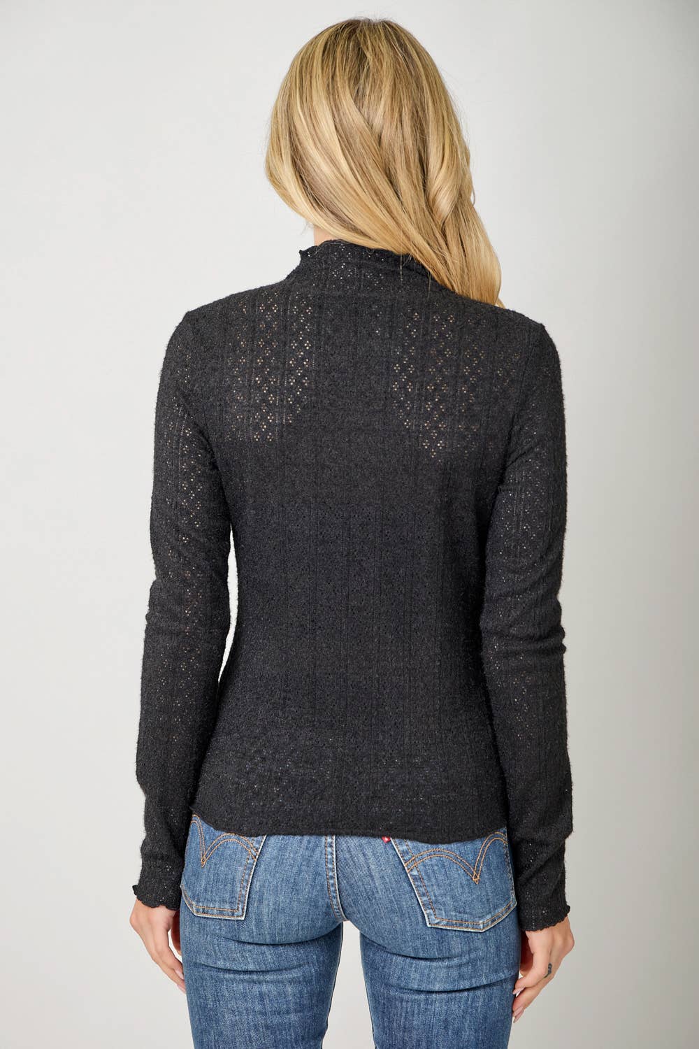 Lettuce Edge Detail Mock Neck Top