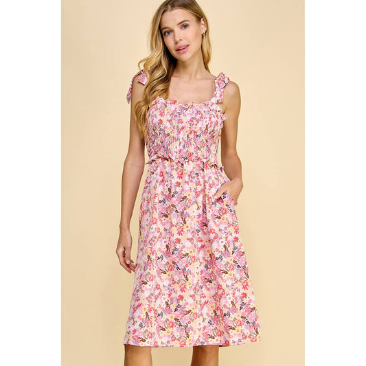 Smoked Floral Midi Dress