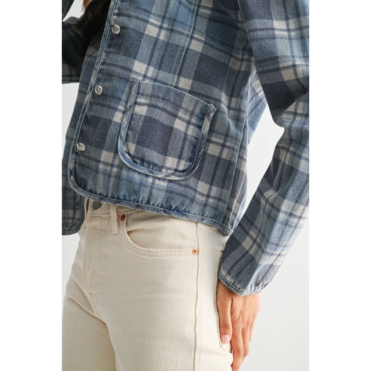 PLAID DENIM JACKET