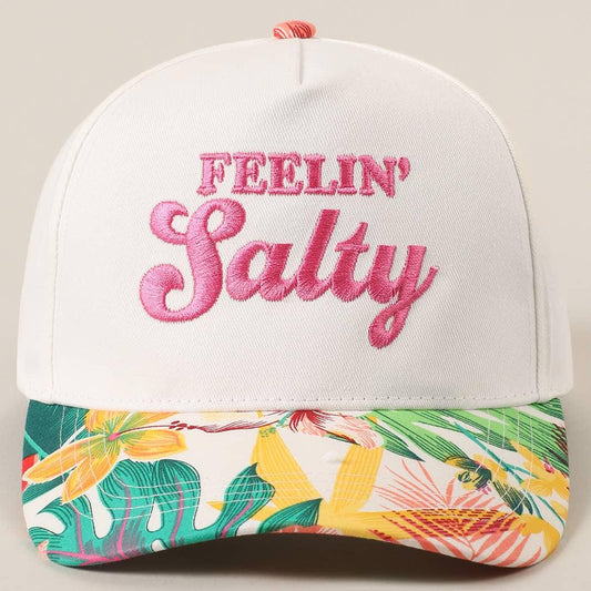 Feelin' Salty Letter Embroidery Floral Trucker Hat - Southern Sassy Boutique