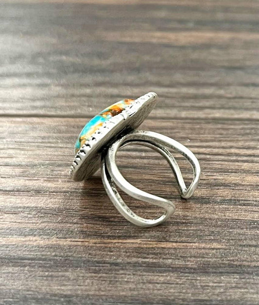 750517, Heart Gemstone Adjustable Ring - Southern Sassy Boutique