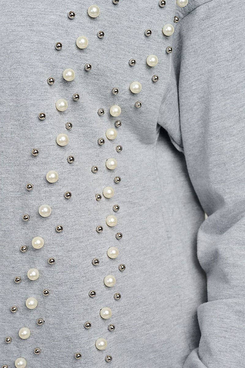 Long Sleeve Pearl Detail Hoodie