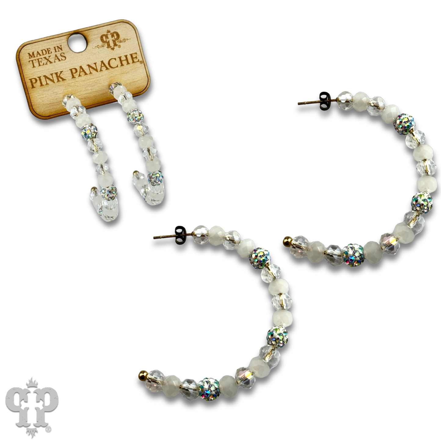 Faceted bead hoop earring