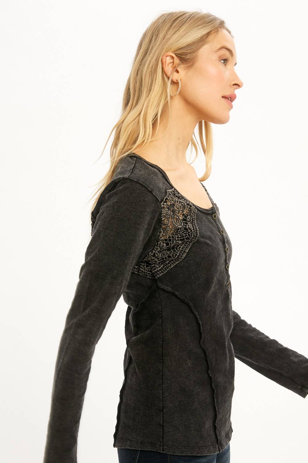 Lace Button Detail Top