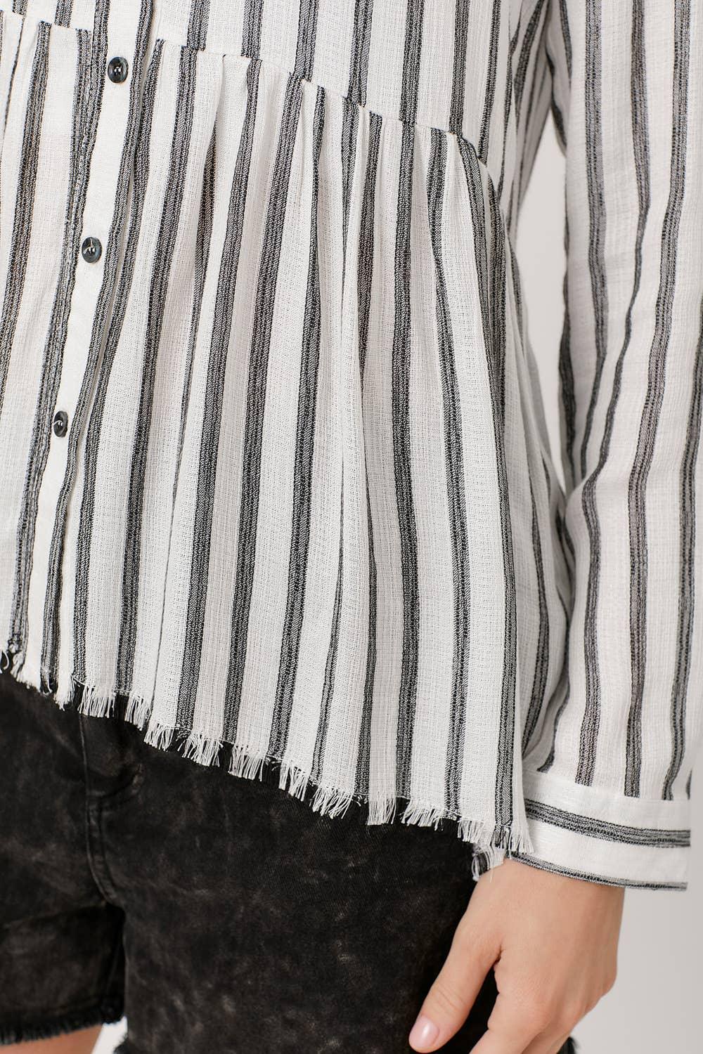 Stripe Peplum Shirt - Southern Sassy Boutique