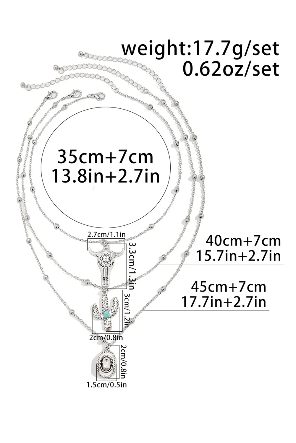 Western Steer Cactus Pendant Adjustable Necklac Set - Southern Sassy Boutique