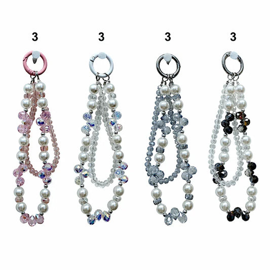 Crystal & Pearl Phone Charm Strap Keychain - Southern Sassy Boutique