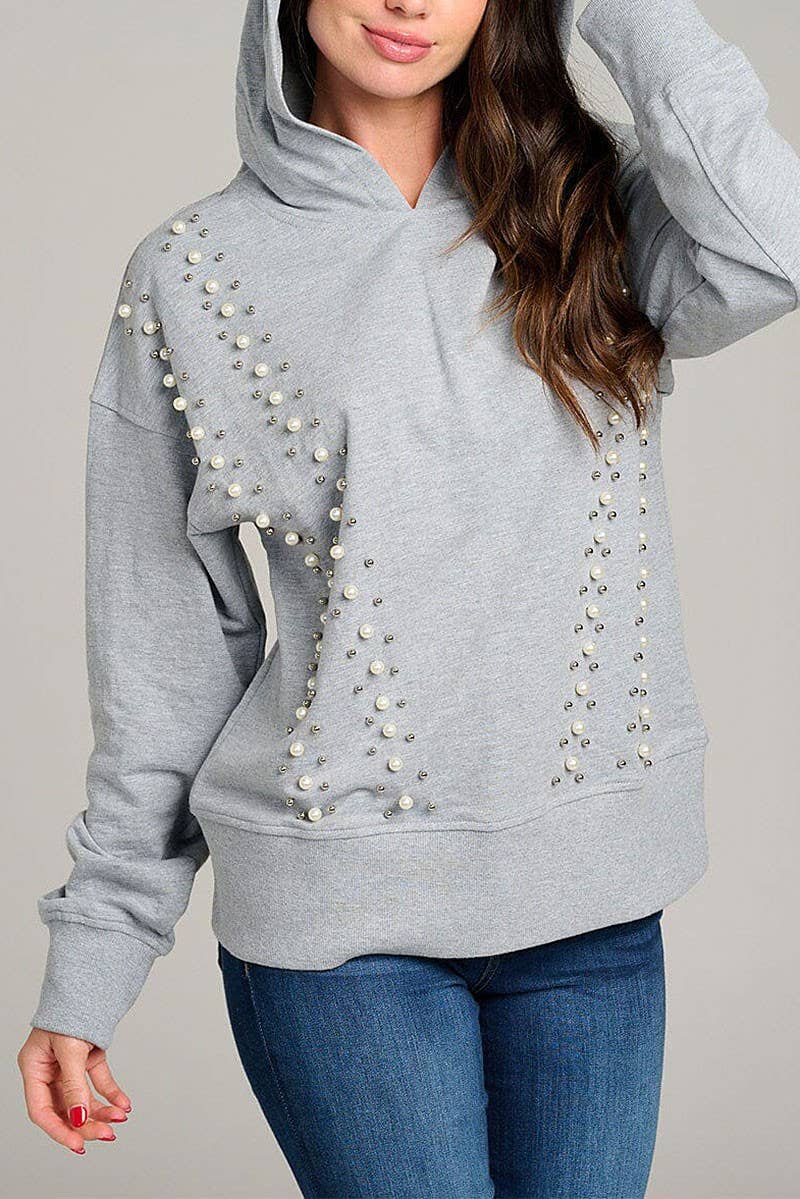 Long Sleeve Pearl Detail Hoodie