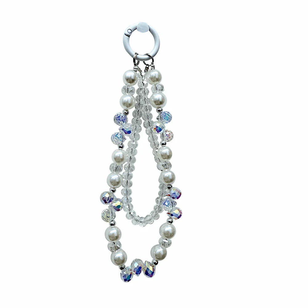 Crystal & Pearl Phone Charm Strap Keychain - Southern Sassy Boutique