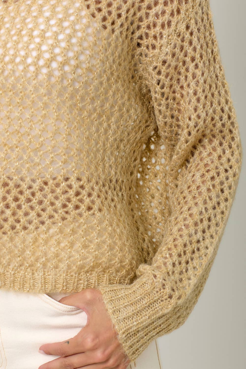 Metallic Net Pullover Sweater