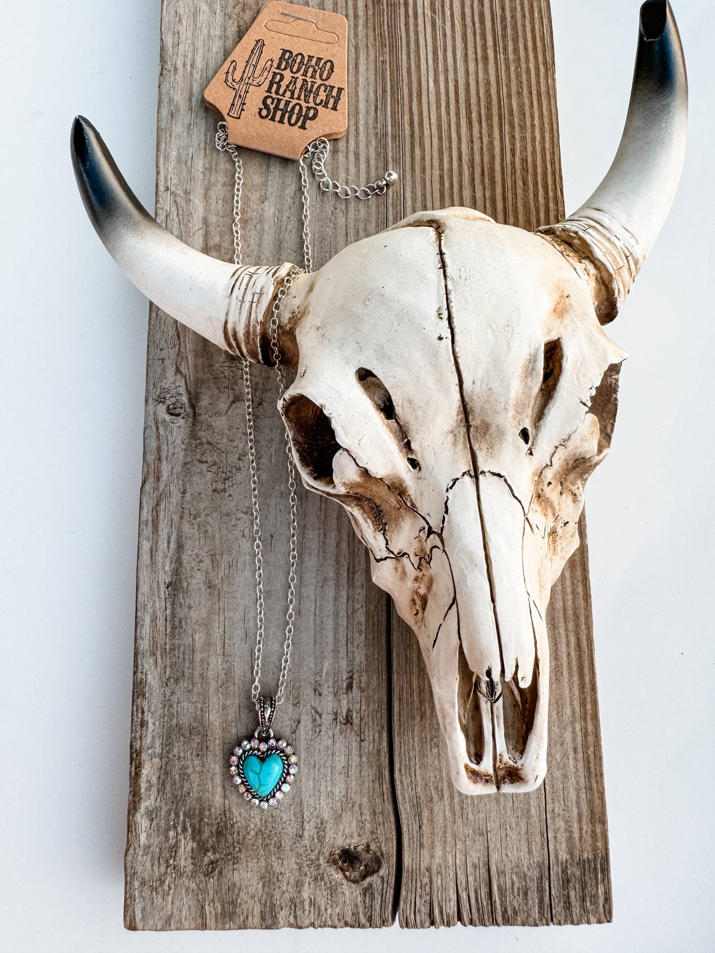 Western Semi Stone Rhinestone Heart Necklace