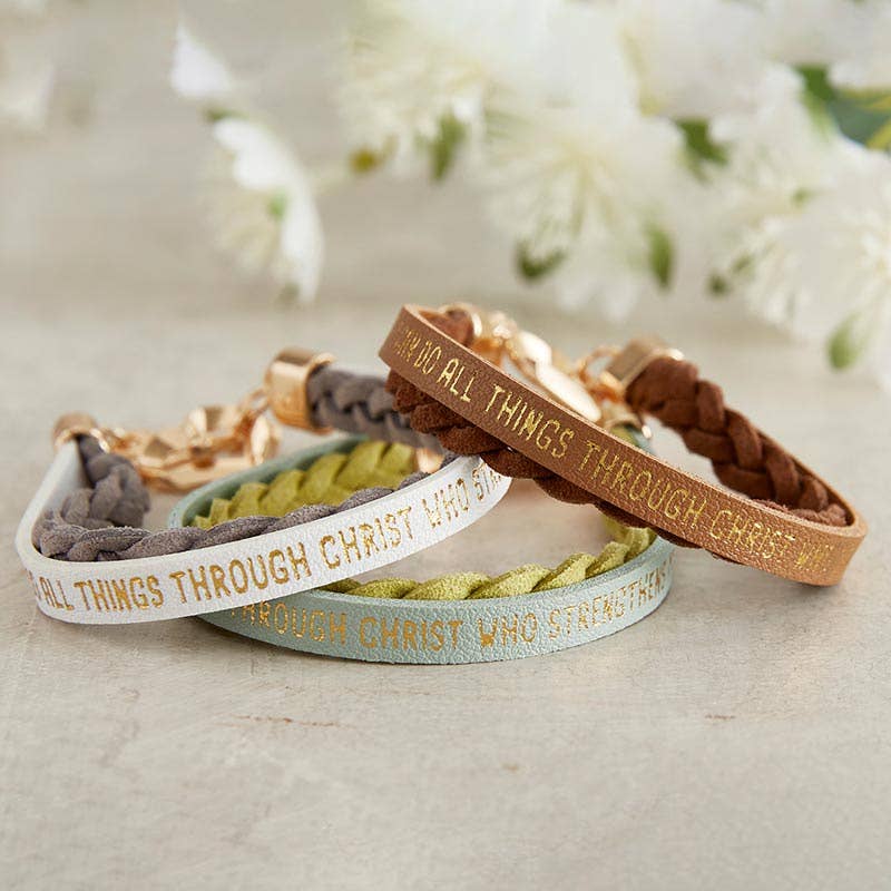 Wrapped In Love Philippians 4:13 - Brown Braided Bracelet