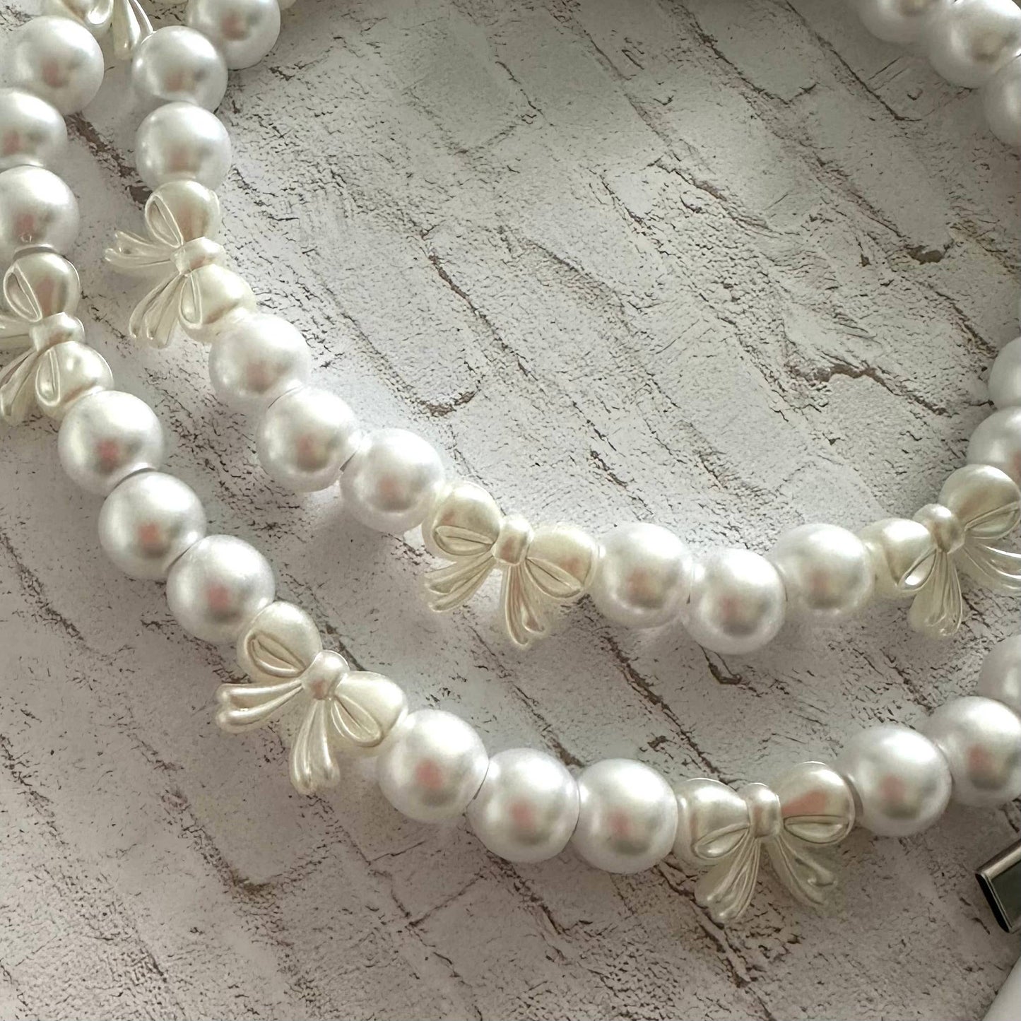 Beaded Phone Charging Cable 2 in 1 USB-C Cord Pearl Bow
