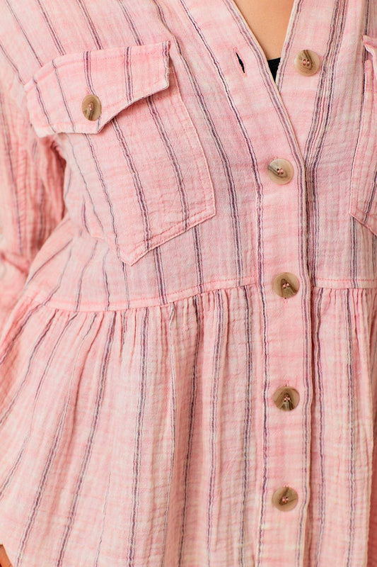 Washed Peplum Jacket - Southern Sassy Boutique