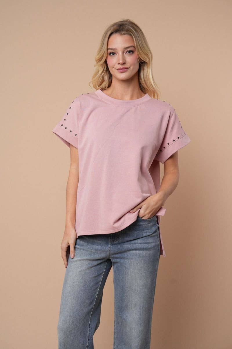 Short Sleeve Solid Knit Top