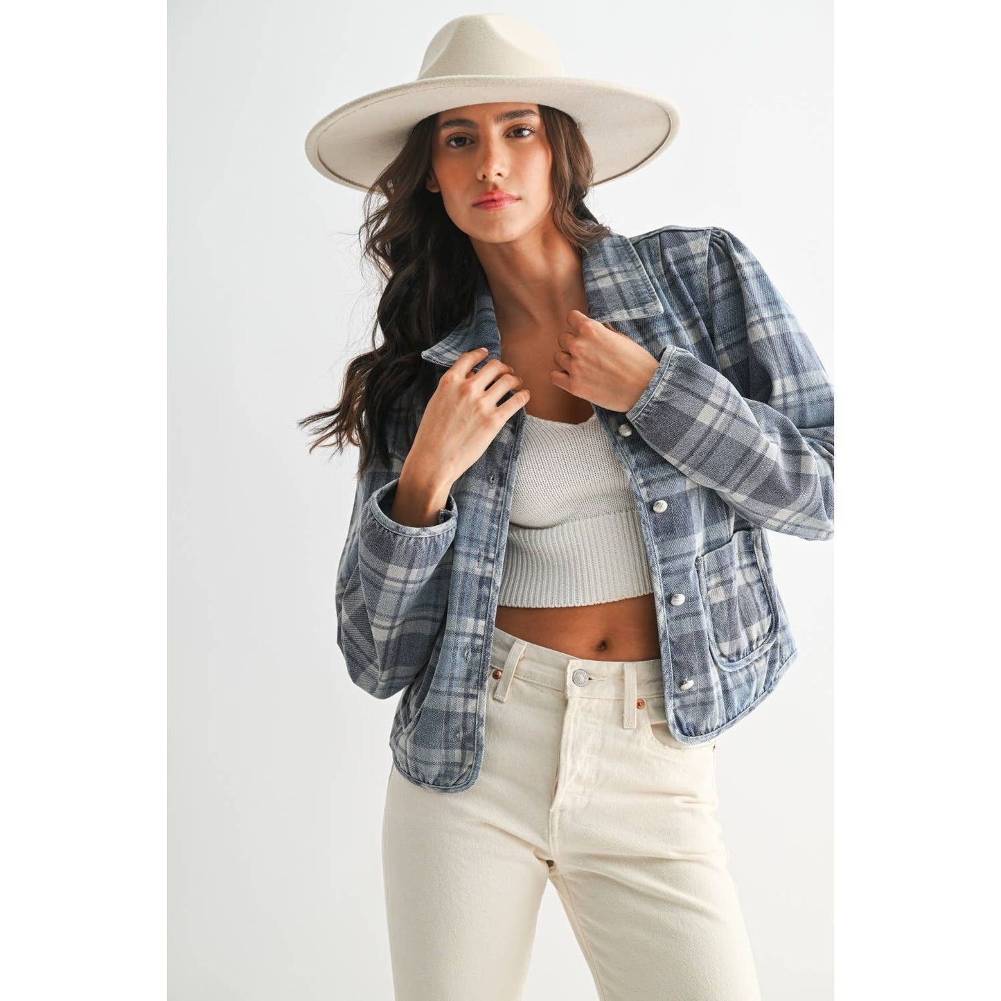PLAID DENIM JACKET