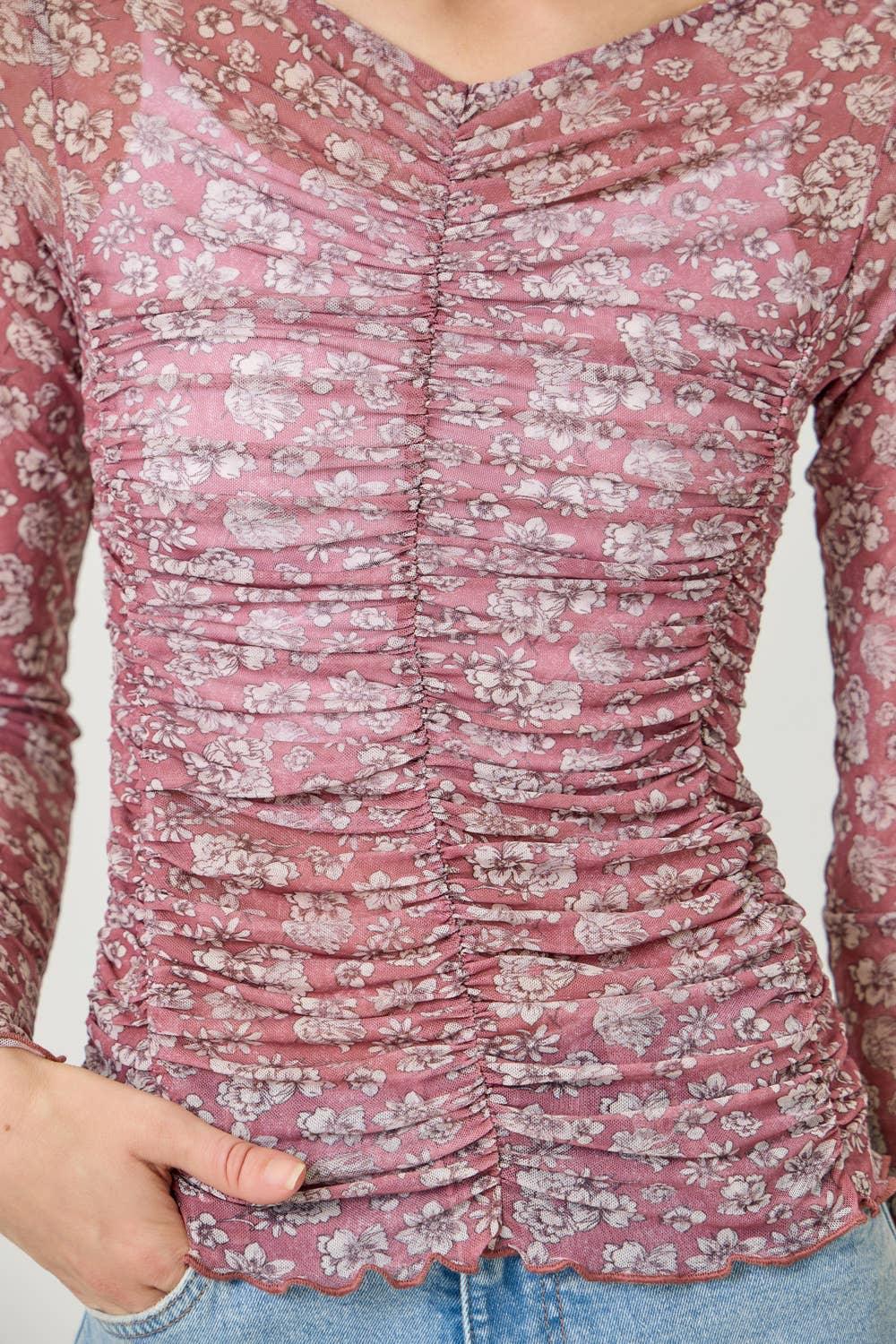 Lettuce Hem Mesh Print Top - Southern Sassy Boutique