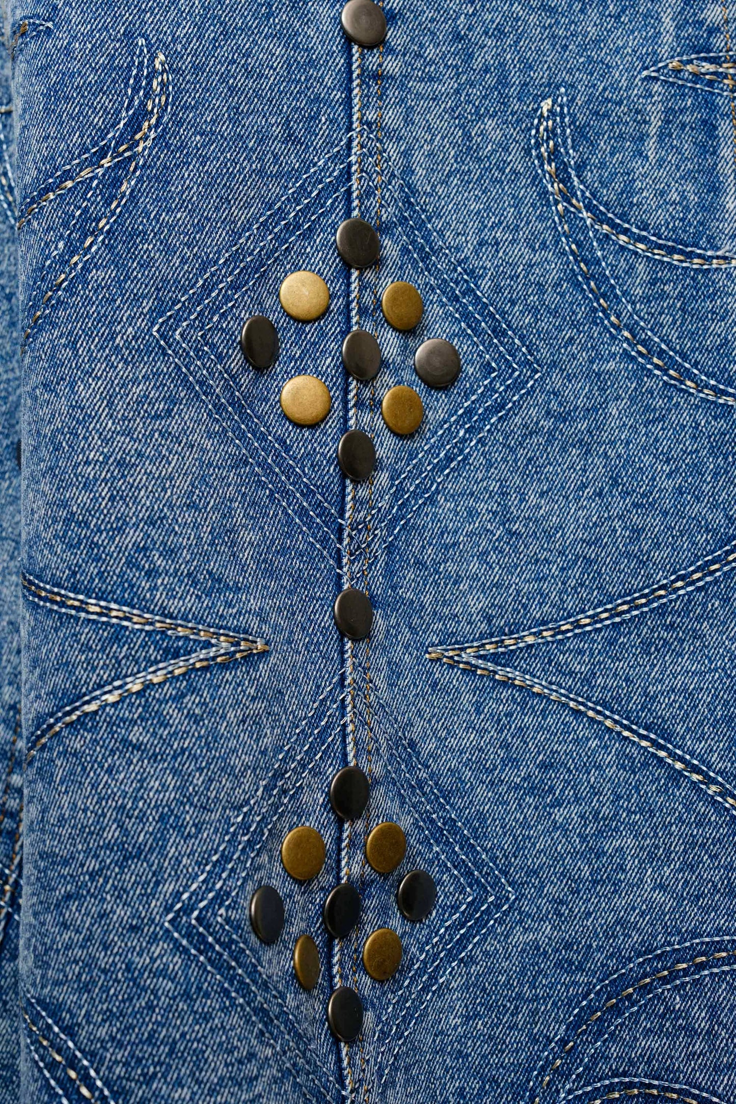 Studded Western Buckle Stretch Denim Dress