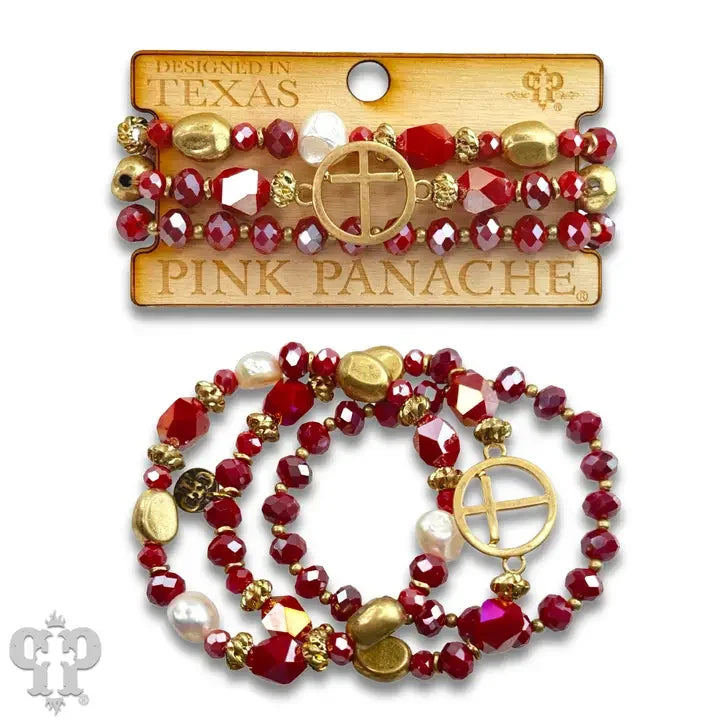 Cross feature crystal bracelet set - Southern Sassy Boutique