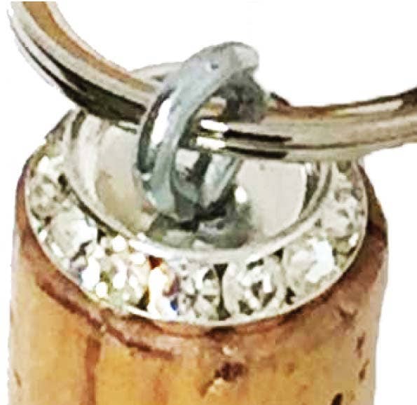 Charm Rhinestone & Cork Design Keychain