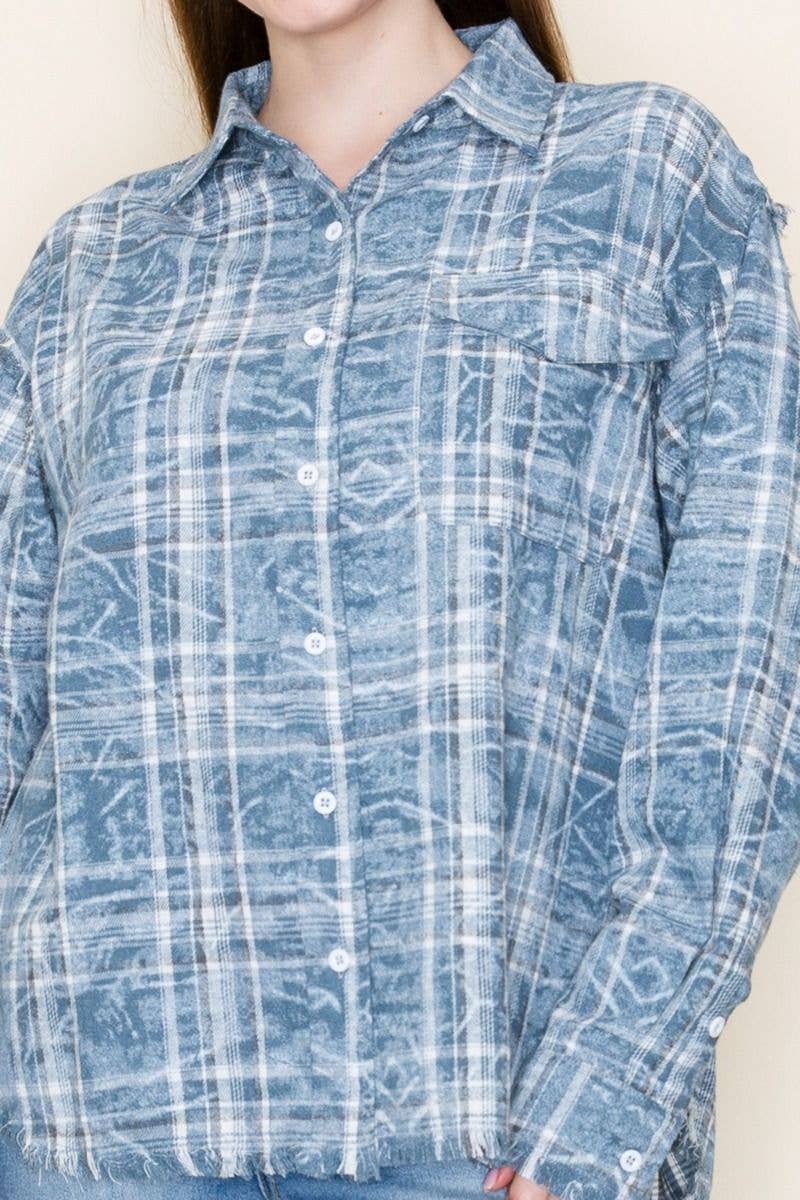 Long Sleeve Plaid Knit Top