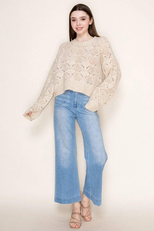 Long Sleeve Solid Knit Top with Side Buttons - Southern Sassy Boutique