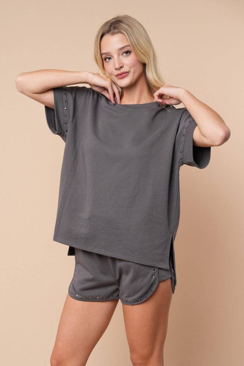 Short Sleeve Solid Knit Top