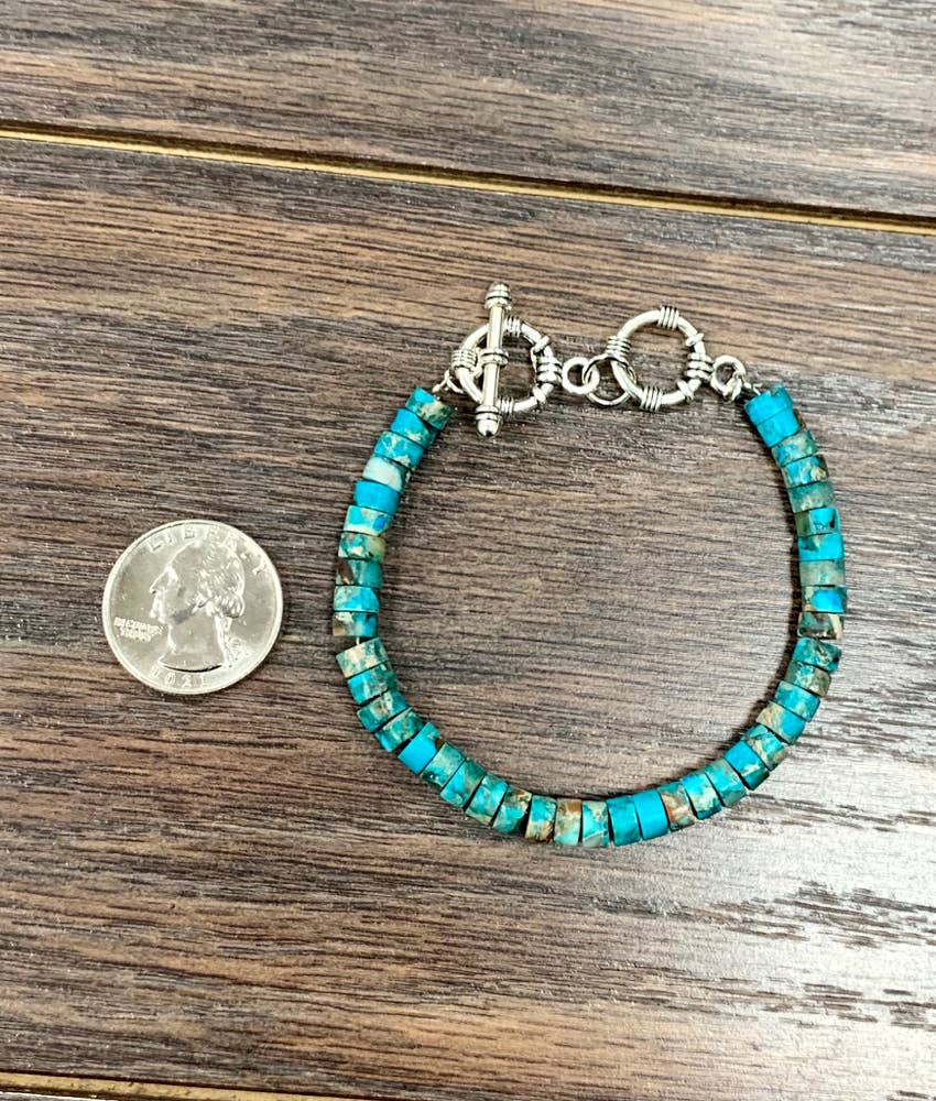 711224, Handmade 6mm Rondelle Gemstone Adjustable Bracelet