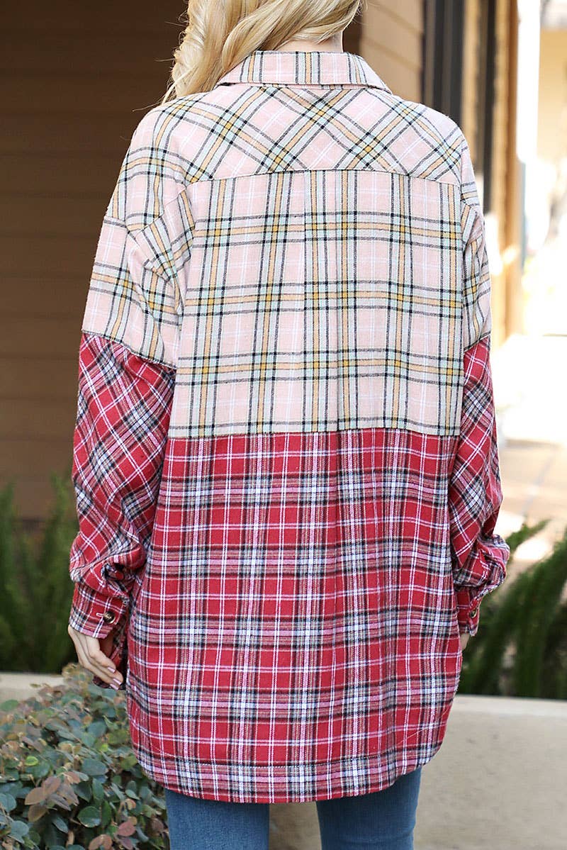 Loose Fit Plaid Flannel Top