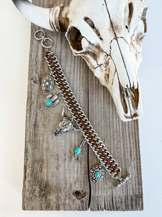 Western Charm Concho Bracelet - Cactus Arrow Conch Steer - Southern Sassy Boutique