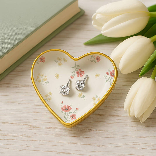 Love You-2.75" Dish 5mm Sterling Silver CZ Stud Earring Set