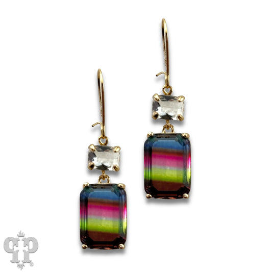 Multi-color ombre rhinestone earring - Southern Sassy Boutique
