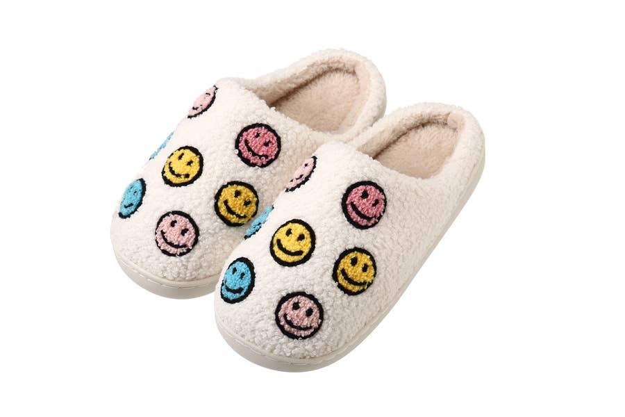 Ladies Plush Evening Slippers with HAPPY FACE THEME - Southern Sassy Boutique