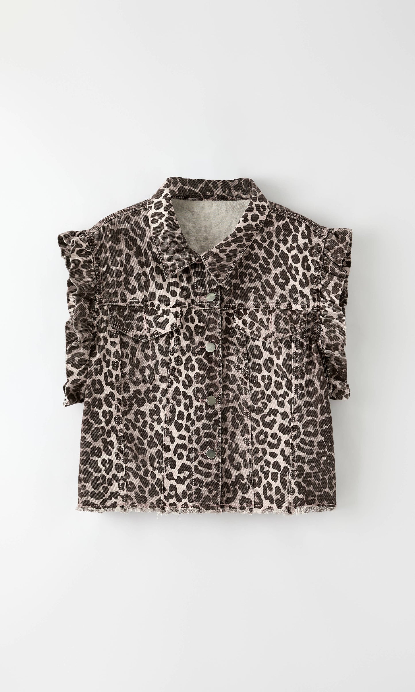 Short sleeve ruffle denim vest