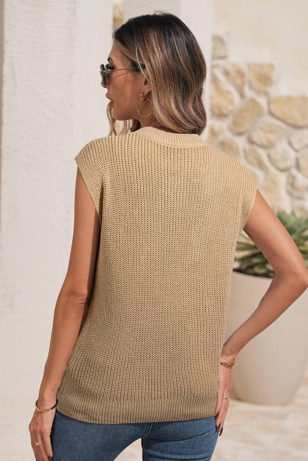Western Cowboy Embroidery Round Neck Sleeveless Sweater - Southern Sassy Boutique