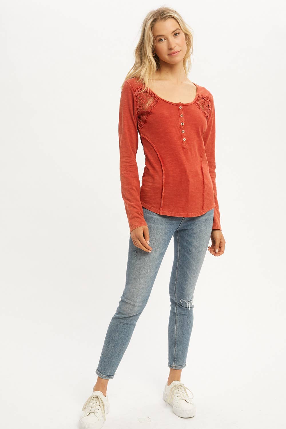 Lace Button Detail Top