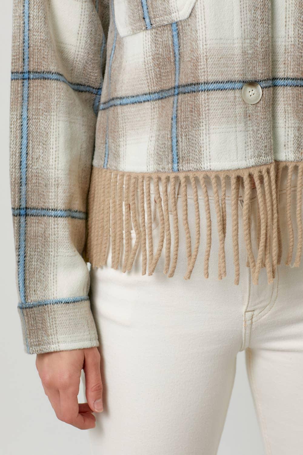 Fringe Plaid Jacket - Southern Sassy Boutique