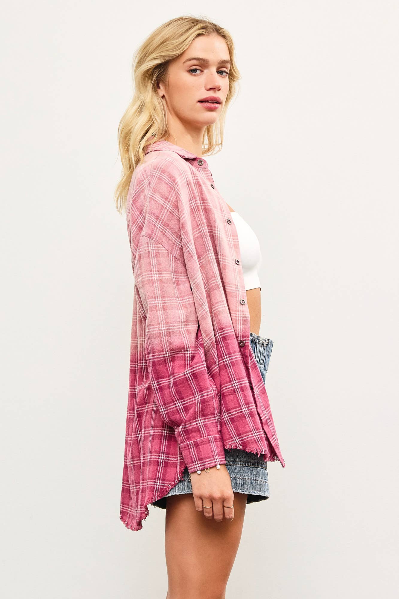 DIP-DYED BUTTON UP SHIRT