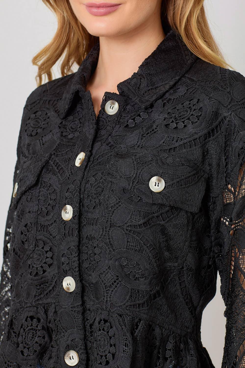 Lace Peplum Trucker Jacket - Southern Sassy Boutique